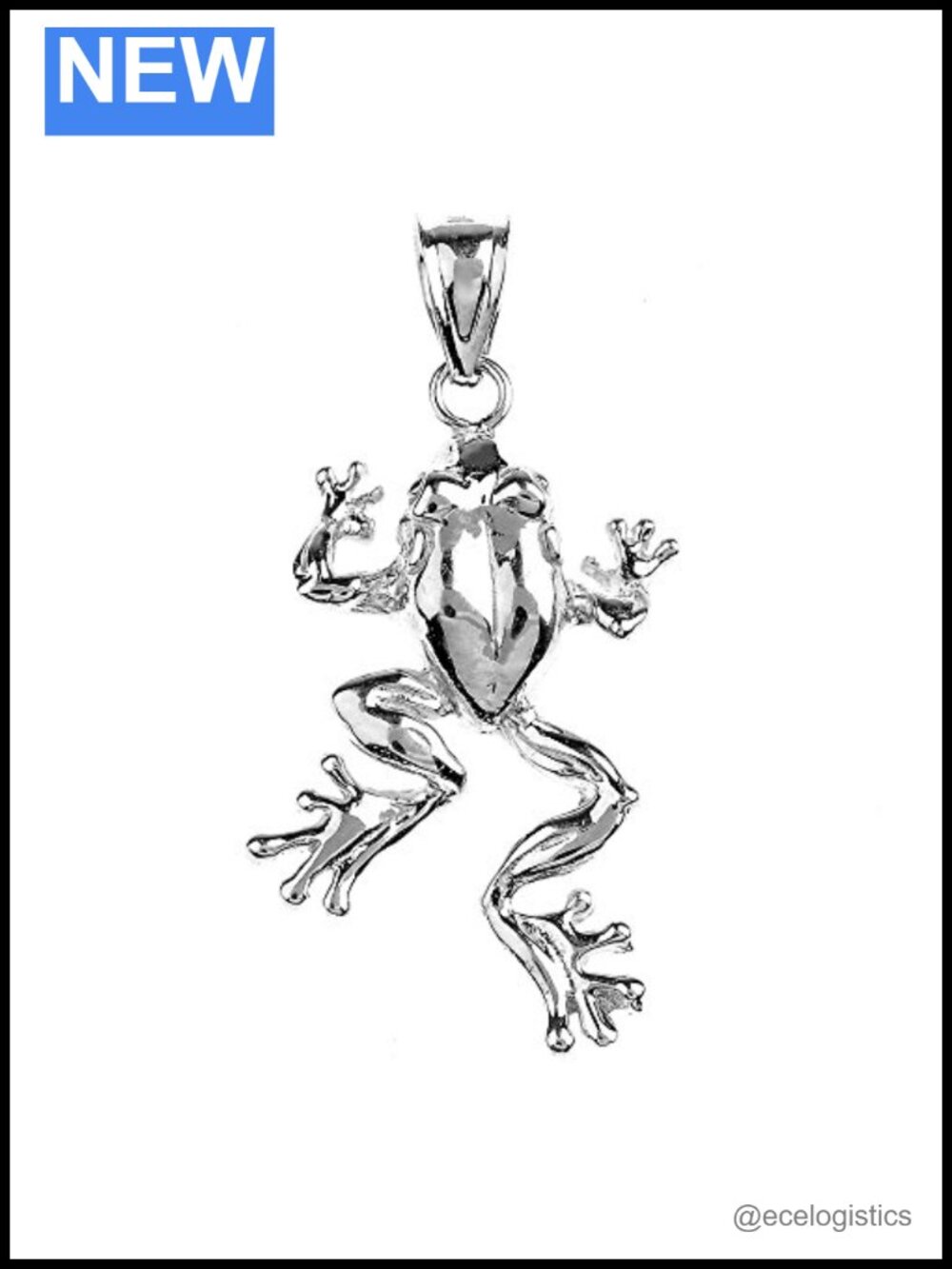 Sterling Silver Frog Pendant Polished Animal Charm